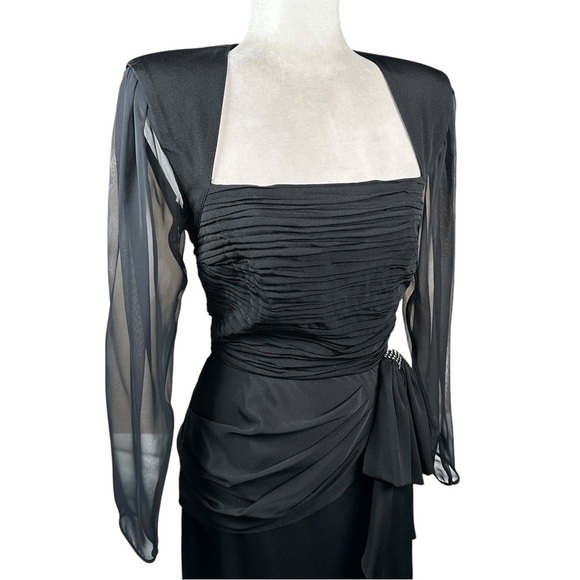 VINTAGE 80’s Rhinestone Accented Backless Black Cocktail Dress - Picture 3 of 15